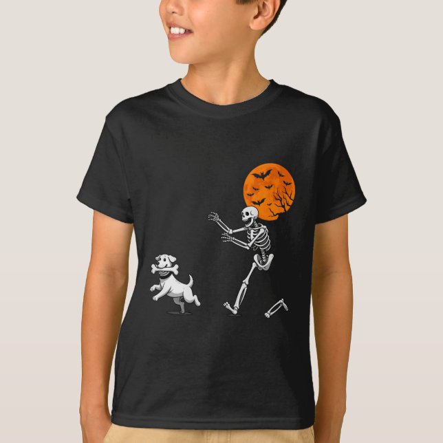 T-shirt Drôle Humour Éffrayant Halloween squelette chasse  (Devant)