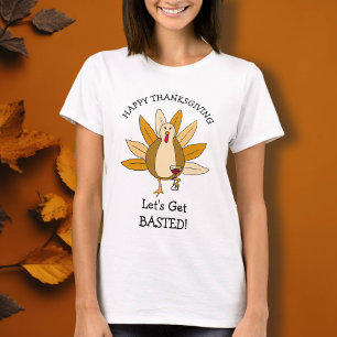 T-shirt Drôle Humour Thanksgiving Turquie avec vin