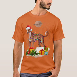 T-shirt Drôle Ibizan Hound Dog lumières de Noël Santa Hat