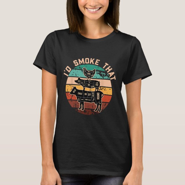 T-shirt Drôle Id Fumer Que Drôle Barbecue Retro Grilling (Devant)