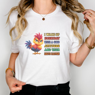 T-shirt Drôle "Idiots Happen" Angry Rooster Sarcastic