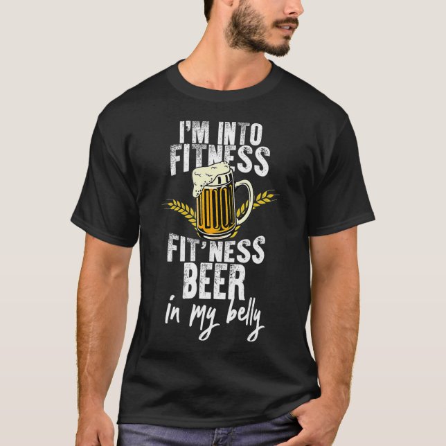 T-shirt Drôle im dans la bière de fitness dans mon ventre (Devant)