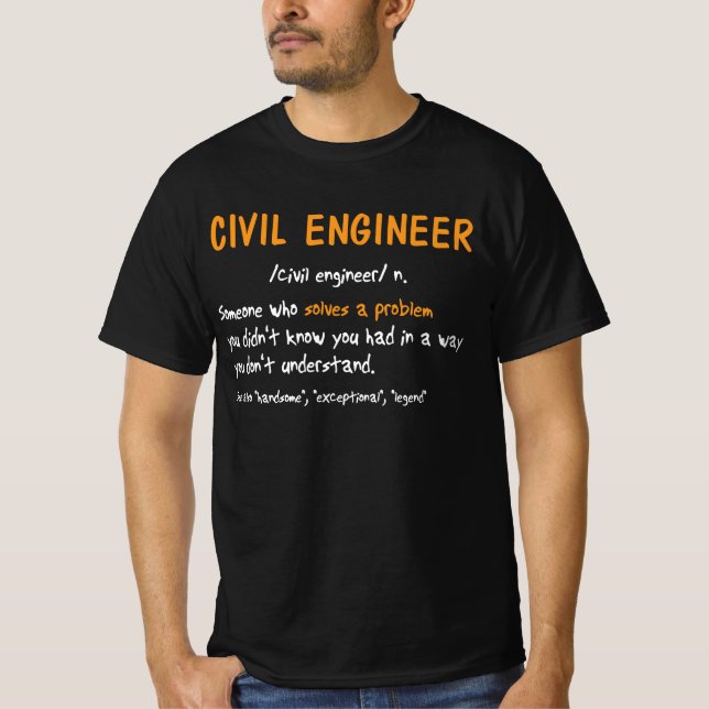 T-shirt Drôle Ingénieur Civil Définition Quelqu'un qui rés (Devant)