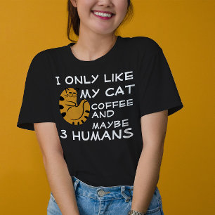 T-shirt Drôle introverti Je n'aime que mon café de chat et