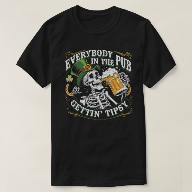 T-shirt Drôle Irlandais Boire Tee St Patrick’s Day Skeleto (Design devant)