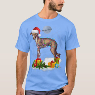 T-shirt Drôle italien Greyhound Chien lumières de Noël Pèr