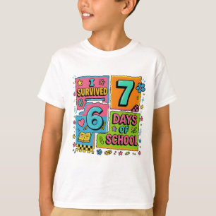 T-shirt Drôle J'ai Survécu 76 Jours École Professeur Color