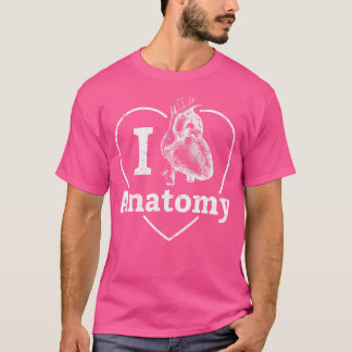 T-shirt Drôle J'Aime Anatomie Véritable Coeur Humain Docte