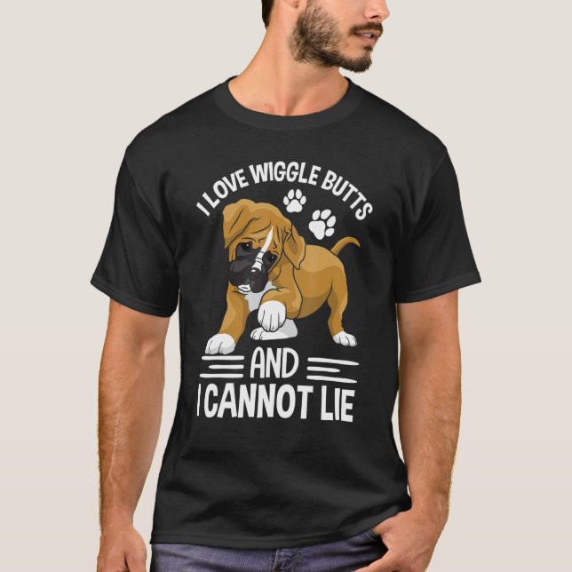 T-shirt Drôle J'Aime Boxer Wiggle Butt Vêtements Pour Chio (Devant)