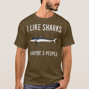 T-shirt Drôle J'Aime Le Requin Bleu Et Peut-Être 3 Personn