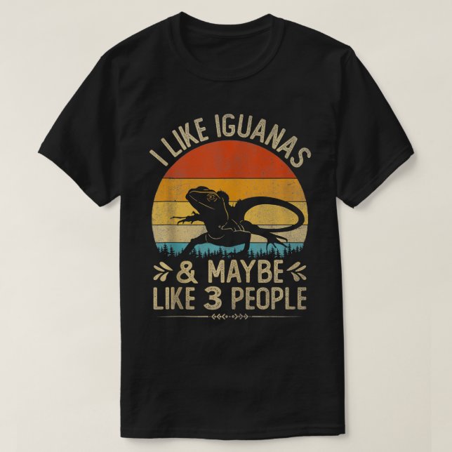 T-shirt Drôle J'Aime Les Iguanas Et Peut-Être 3 Personnes  (Design devant)
