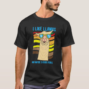 T-shirt Drôle J'aime les lamas et peut-être 3 personnes F