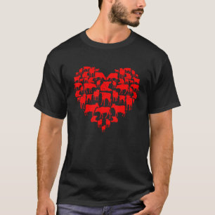 T-shirt Drôle J'aime Mes Vaches Amoureux Agriculteurs Cœur