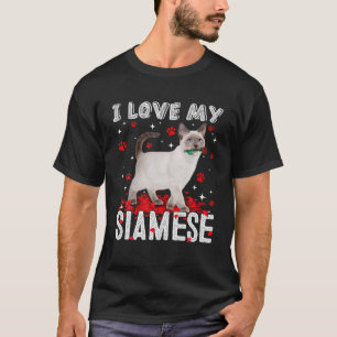 T-shirt Drôle J'Aime Mon Amoureux des chats Valentin Siam