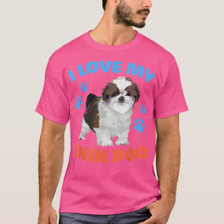 T-shirt Drôle J'Aime Mon Amoureux des chiens Shih Poo Shih