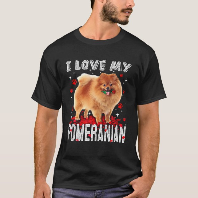 T-shirt Drôle J'Aime Mon Amoureux des chiens Valentin Pomé (Devant)