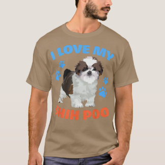 T-shirt Drôle J'aime mon chien Shih Poo Amoureux de Shih P