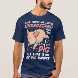 T-shirt Drôle J'Aime Mon Cochon Fermier Animal Domestique