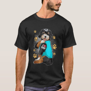 T-shirt Drôle J'Aime Papa Tattoo Bernedoodle Chien Proprié