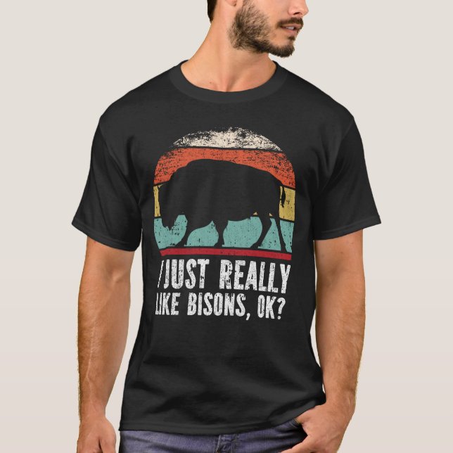 T-shirt Drôle J'Aime Vraiment Bisons OK ? (Devant)