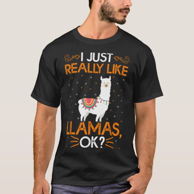 T-shirt Drôle J'Aime Vraiment Les Llamas Ok Classic T-Shir (Devant)
