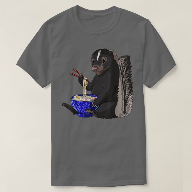 T-shirt Drôle japonais Kawaii Ramen nouilles Skunk (Design devant)