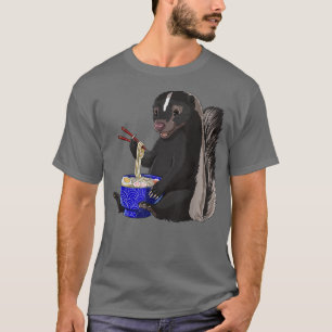 T-shirt Drôle japonais Kawaii Ramen nouilles Skunk