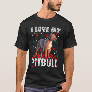T-shirt Drôle Je Aime Mon Pitbull Saint-Valentin Amateur D