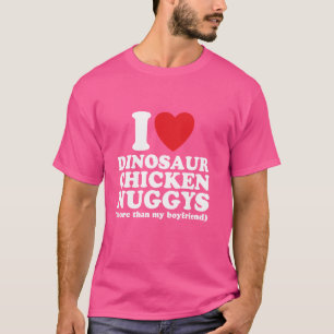 T-shirt Drôle Je Coeur J'Aime Dinosaure Poulet Nuggets Nug