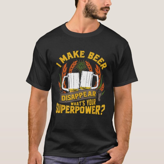 T-shirt Drôle Je fais de la bière Disparaître Craft Boisso (Devant)