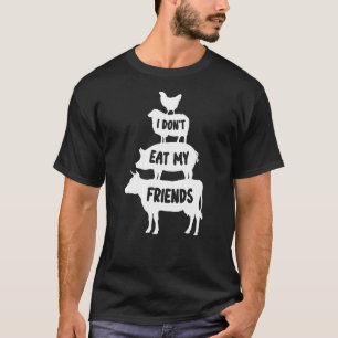 T-shirt Drôle Je ne mange pas mes amis Vegan World Vegetar