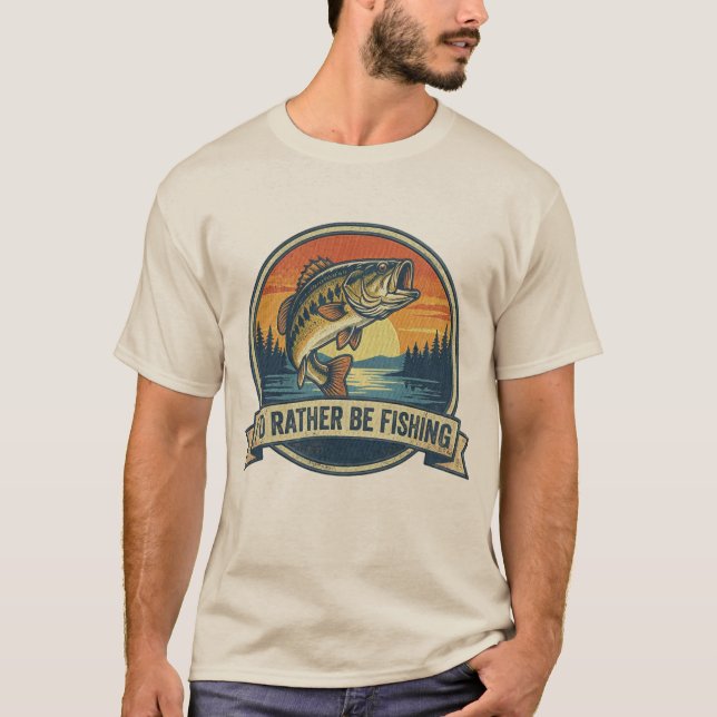 T-shirt Drôle, je préférerais pêcher (Devant)