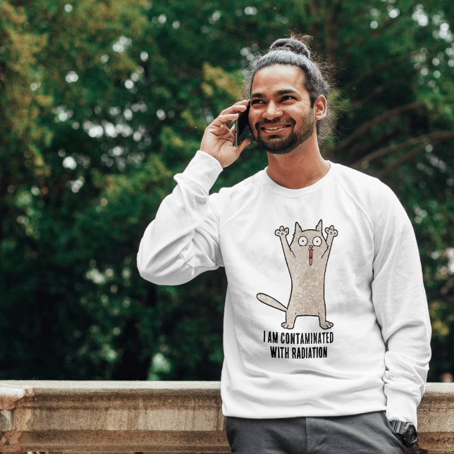 T-shirt Drôle 'Je suis contaminé par la radiation' Mème de (Funny 'I Am Contaminated with Radiation' Cat Meme T-Shirt)