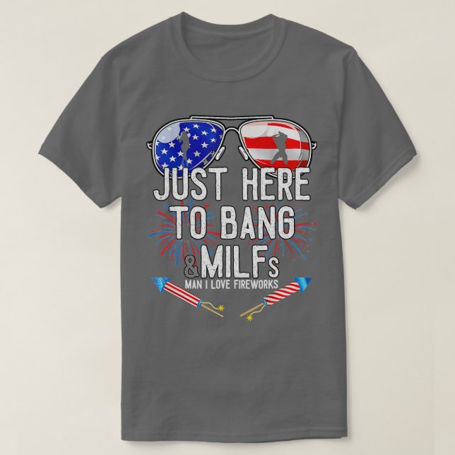 T-shirt Drôle je suis juste ici pour Bang American Flag Mi (Design devant)