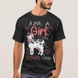 T-shirt Drôle Je suis juste une fille qui aime les vaches,