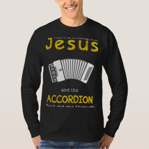 T-shirt Drôle Jesus & Accordion Slogan Tee  Humoristique 