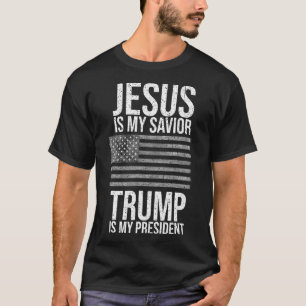 T-shirt Drôle Jésus Américain Est Mon Sauveur Trump Est Mo
