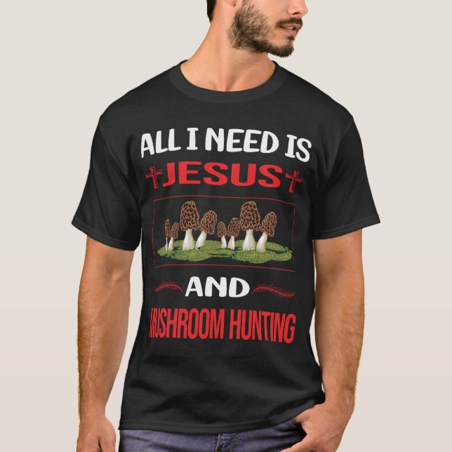 T-shirt Drôle Jésus Champignons de chasse Champignons Cham (Devant)