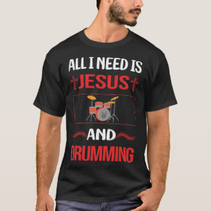 T-shirt Drôle Jesus Drumming Drummer Drum Drums