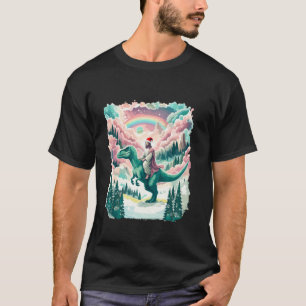 T-shirt Drôle Jesus équitation T Rex Dinosaur Mème Noël B
