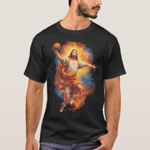 T-shirt Drôle Jésus Jouant Basketball