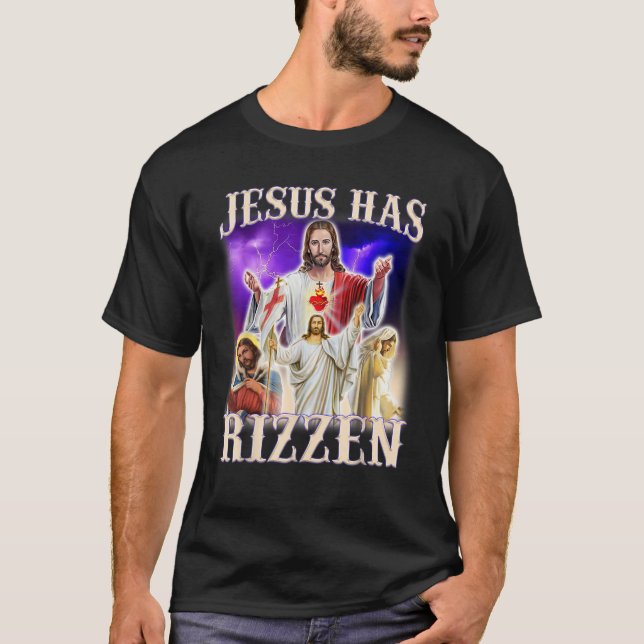 T-shirt Drôle Jésus Mème Jésus a Rizzen W Rizz Humour Gag (Devant)