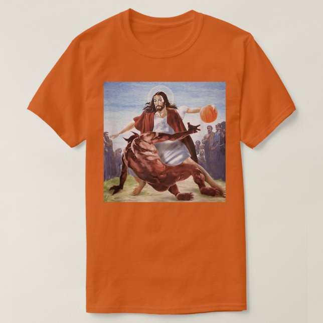 T-shirt Drôle Jésus Traversant Le Diable Chrétien hommes q (Design devant)