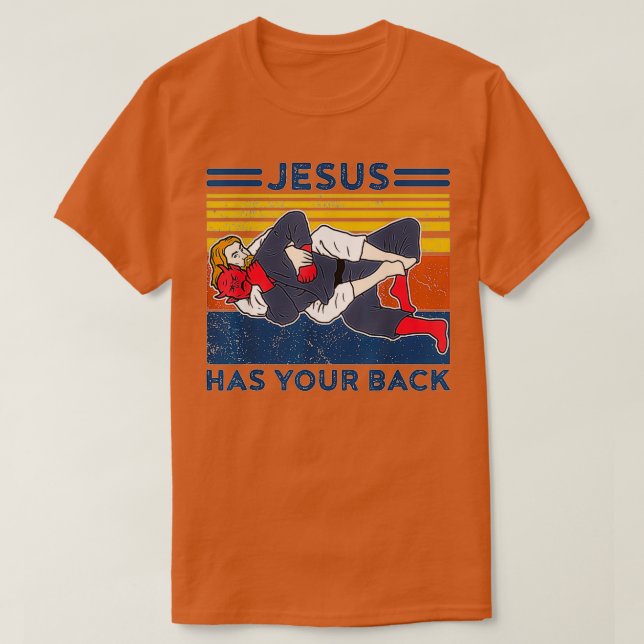 T-shirt Drôle Jiu Jitsu Brésilien Jésus A Ton Dos (Design devant)