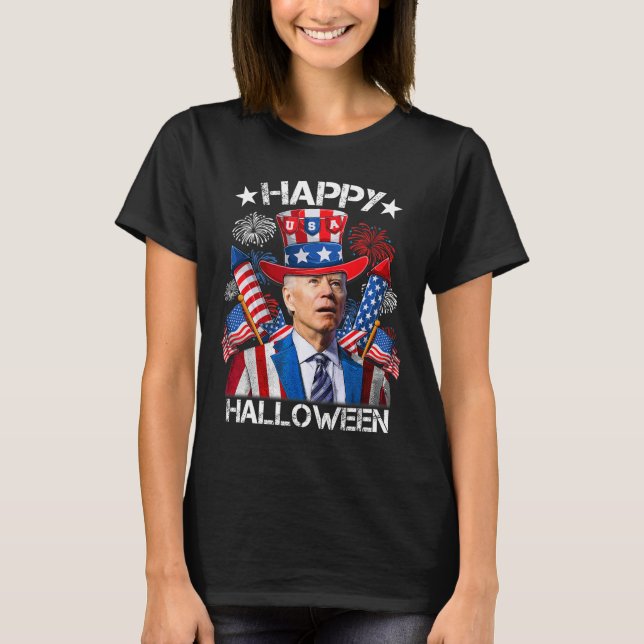 T-shirt Drôle Joe Biden 4 juillet Chemise Joyeux Halloween (Devant)