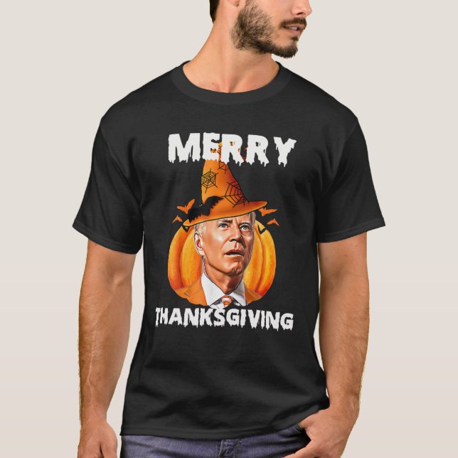 T-shirt Drôle Joe Biden A Confondu Joyeux Thanksgiving Pou (Devant)