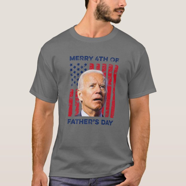 T-shirt Drôle Joe Biden Dazed Joyeux 4Ème De Fête des père (Devant)