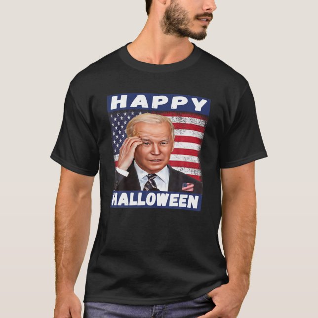 T-shirt Drôle Joe Biden Happy Halloween 4 juillet Indepe (Devant)
