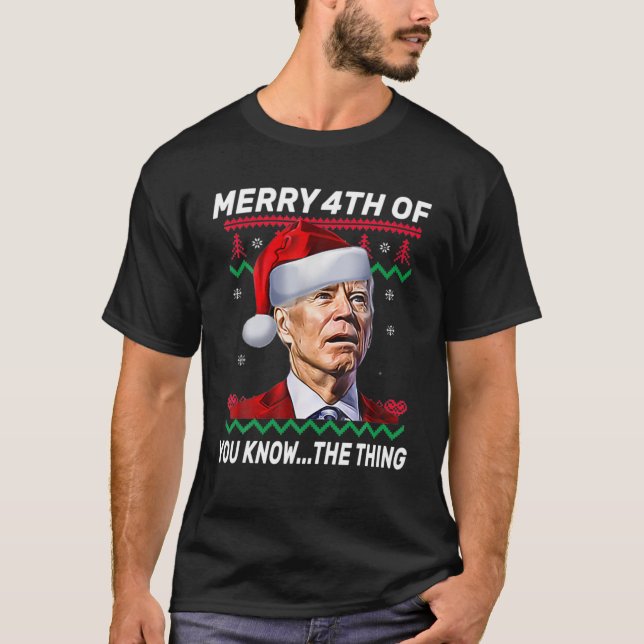 T-shirt Drôle Joe Biden Heureux 4E De Noël Confus 4T (Devant)