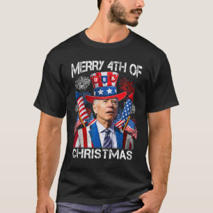 T-shirt Drôle Joe Biden Joyeux 4 de Noël 4 juillet